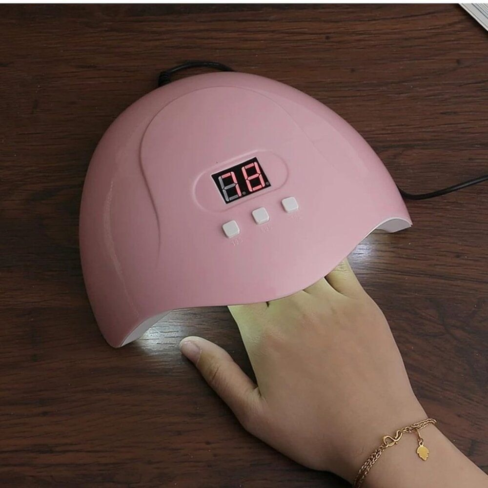 Pink UV LED Nail Lamp Gel Polish Dryer USB Portable Timer 30s 60s 90s Digital
